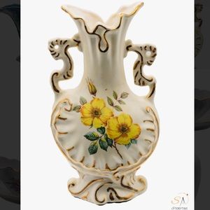 Vintage Ornate Floral/Victorian Vase with Double Handle- Urn Style